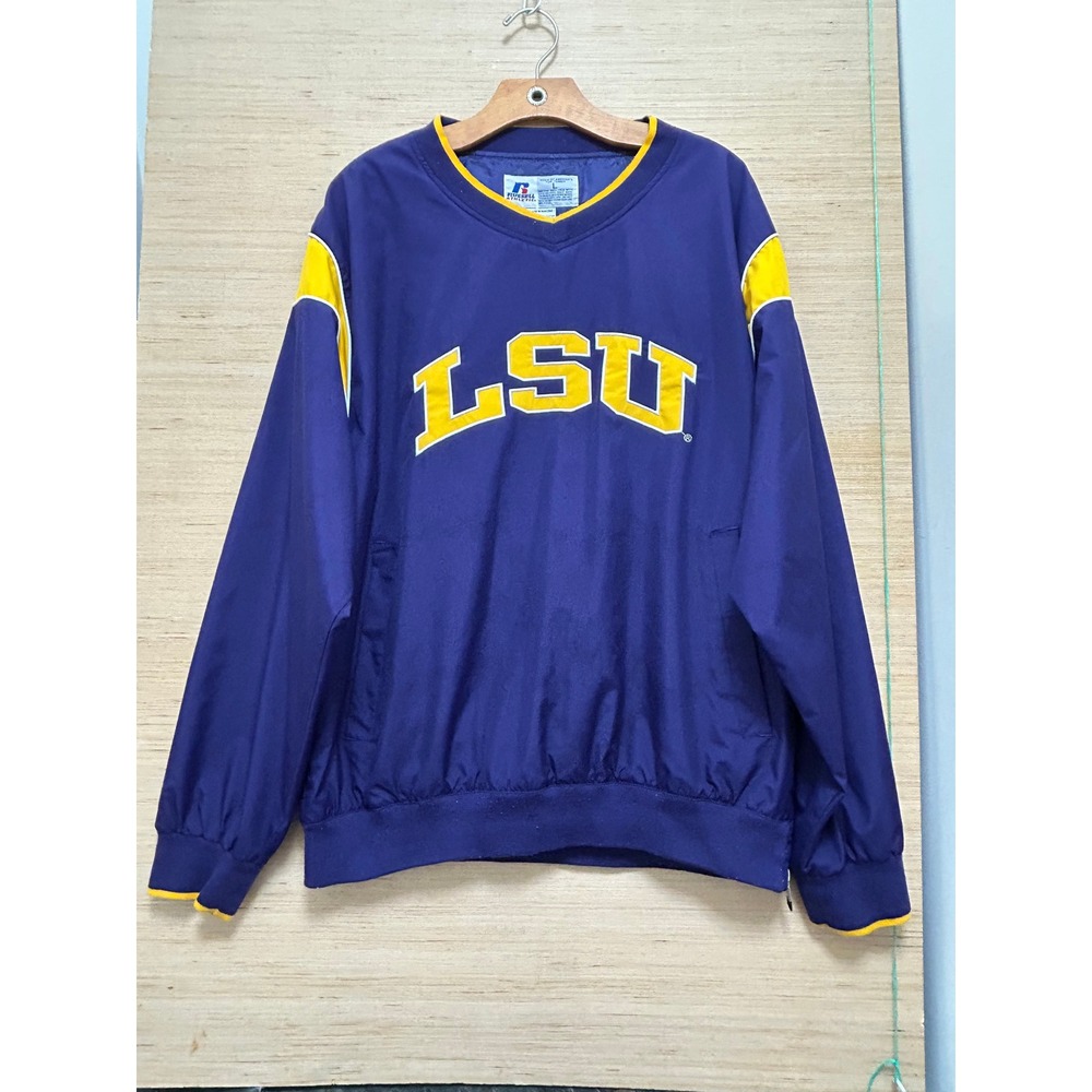 Vintage Russell Athletic LSU Pullover Jacket Purple‎ Yellow Mens Size L